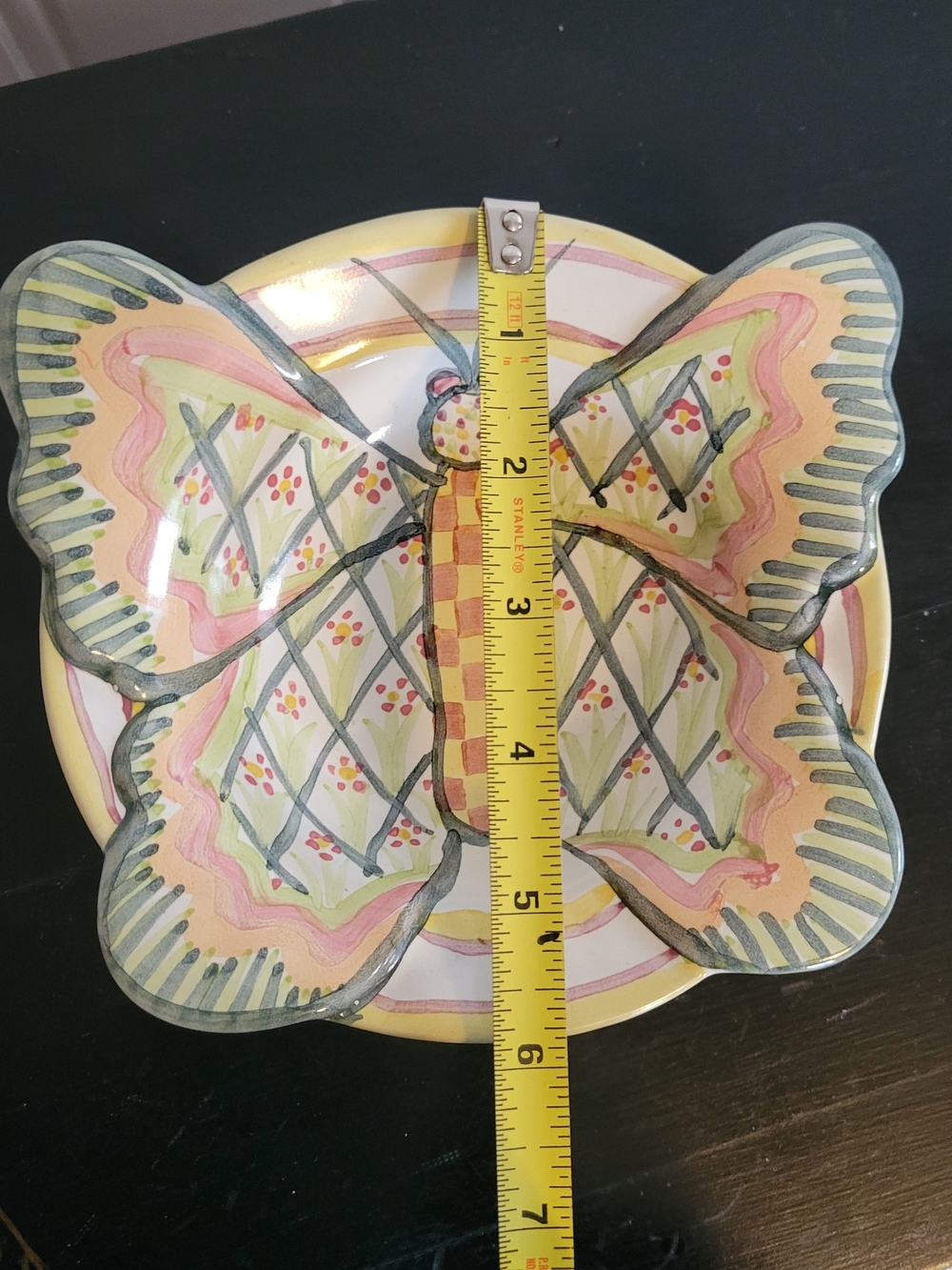 MacKenzie-Childs Butterfly Decorative Dish - Yellow, Pink, Green - Picture 7 of 8